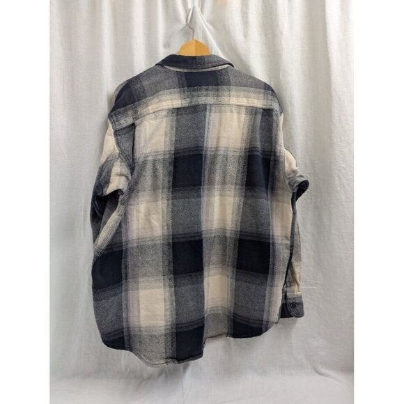 Cabela's Men's XL regular button up flannel, quality, cream black gray, heavy B6 - Picture 6 of 8